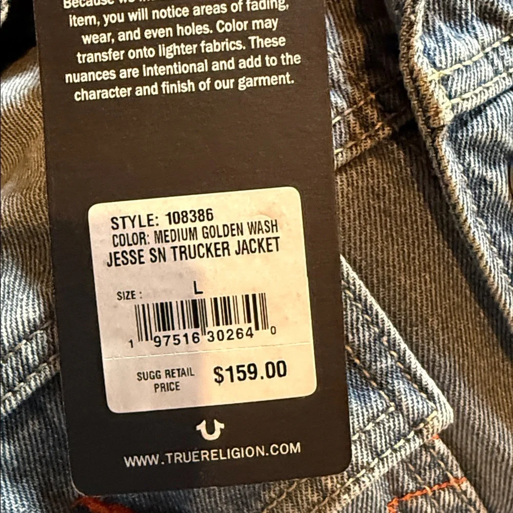 True Religion Light Blue Jesse Denim Trucker Jacket size Large‎
